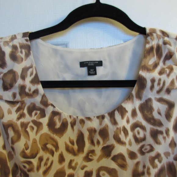 Ann Taylor Leopard-Print Silk Sleeveless Blouse - Picture 3 of 4